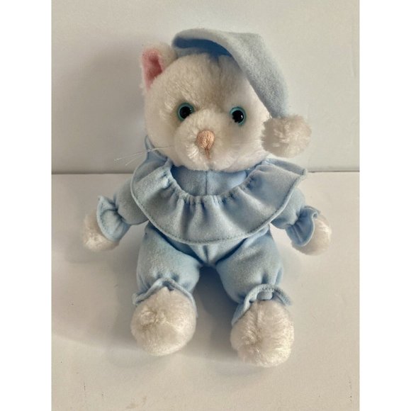 Other - Russ White Cat W/ Blue Pajamas And Eyes 5” Siting Plush Stuffed Animal Kitty